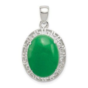 925 Sterling Silver Jade Greek Key Pendant